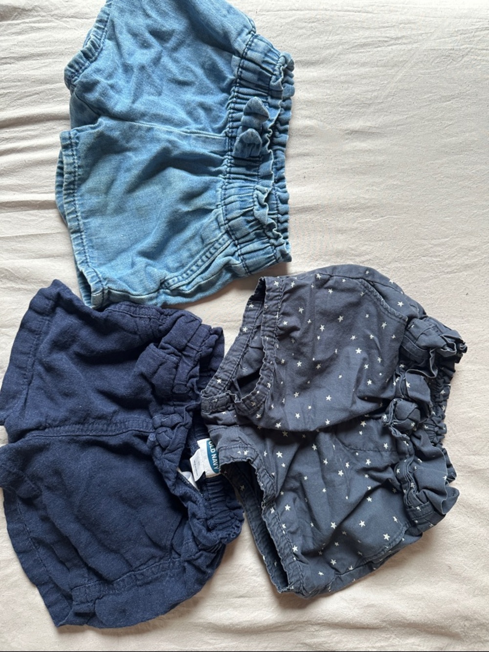 Classic Navy & Chambray Baby Shorts Set - Unbranded